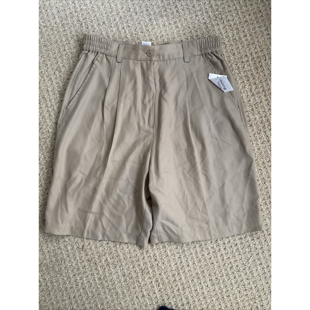 NEW Old Stock 90s Coldwater Creek Silk Mom Shorts Tan Size 14